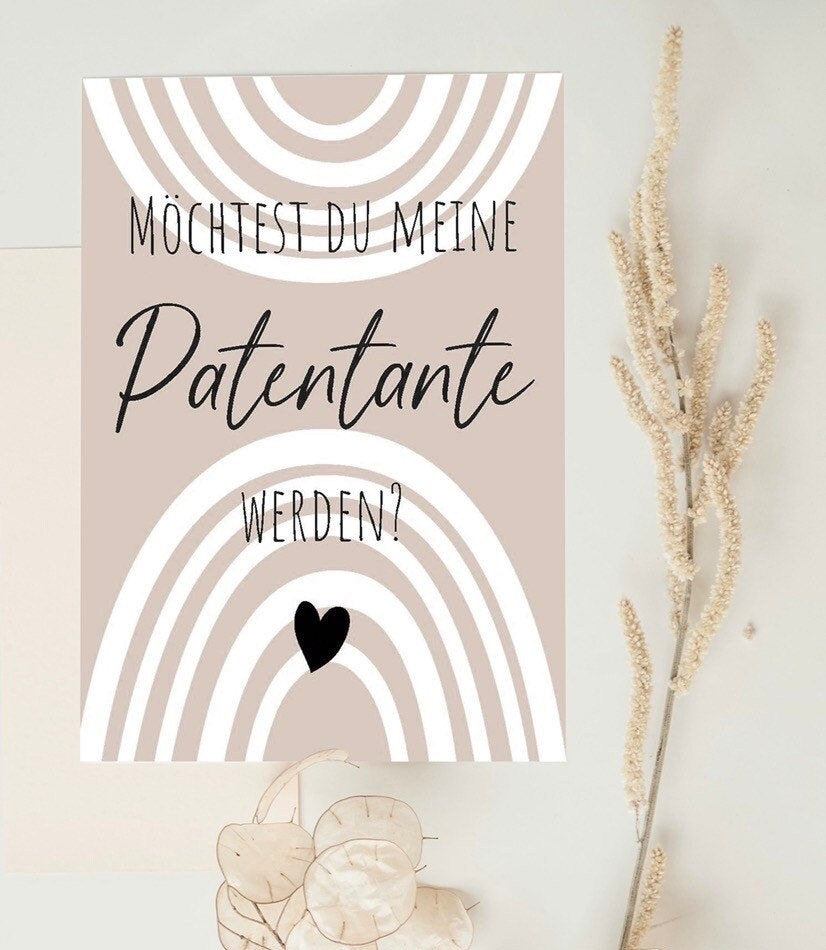 Postkarte „Möchtest du meine Patentante werden?“