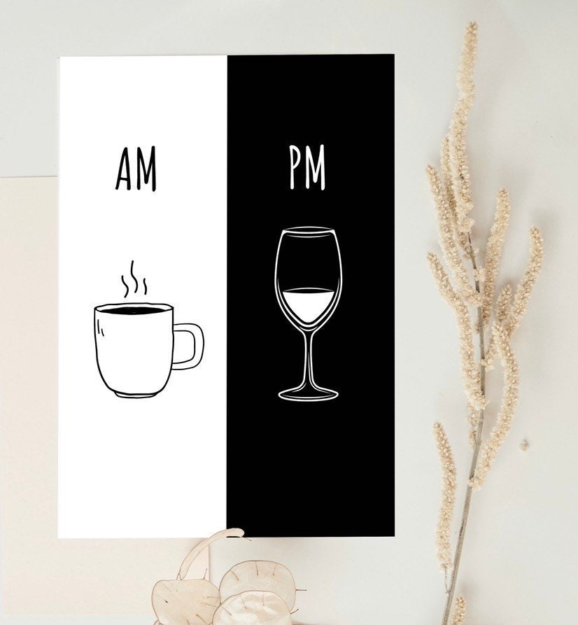 Postkarte Karte „Wein AM PM“