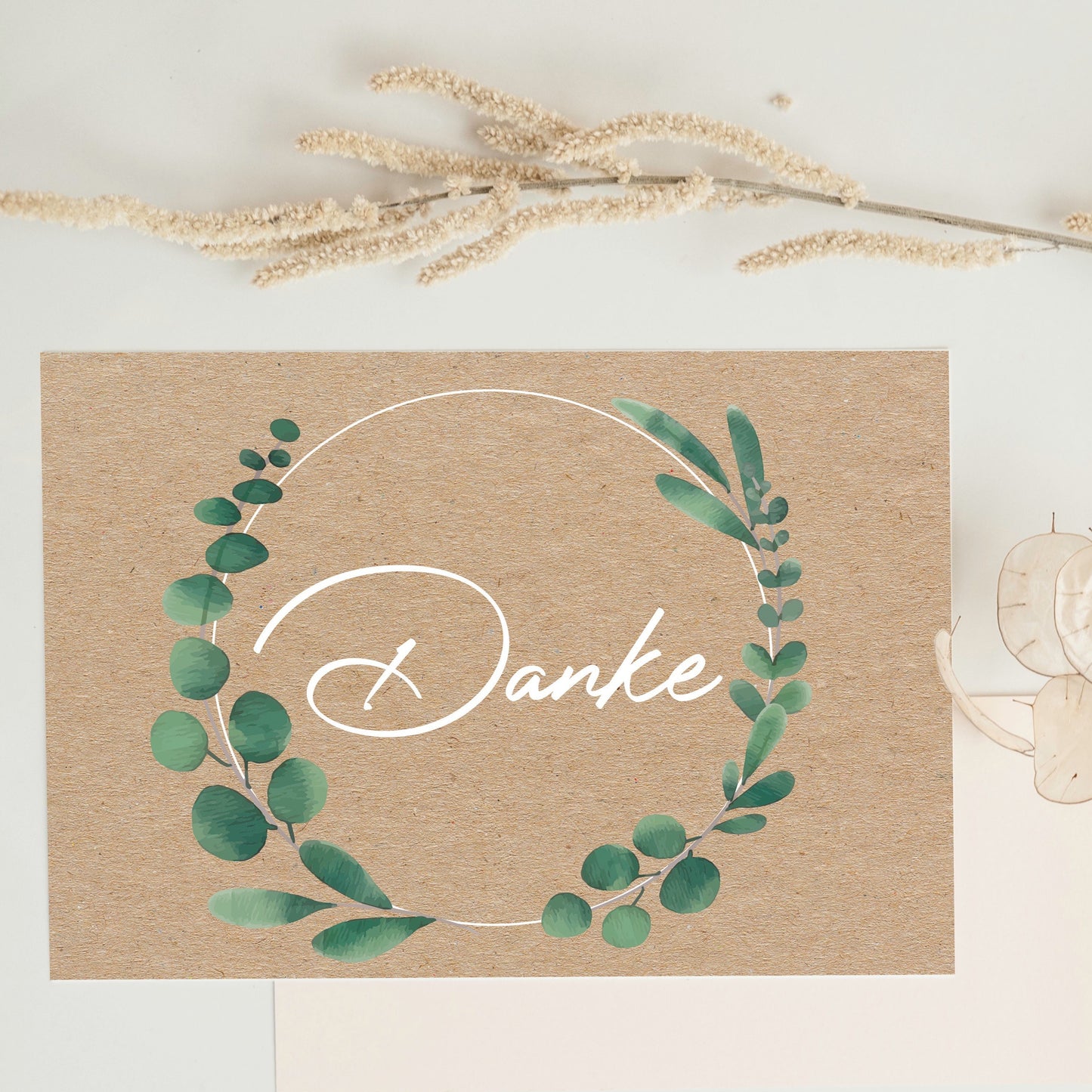 Karte „Danke“ Eukalyptus Danksagung Konfirmation Kommunion Hochzeit Postkarte