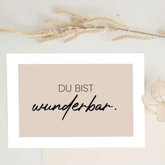 Postkarte „Du bist wunderbar“ beige